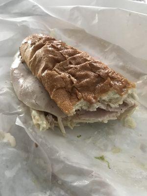 1/2 Turkey Sub partially eaten