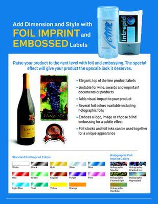 Foil Imprint Emboss Labels