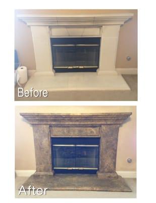 Faux finish fireplace, marble glaze