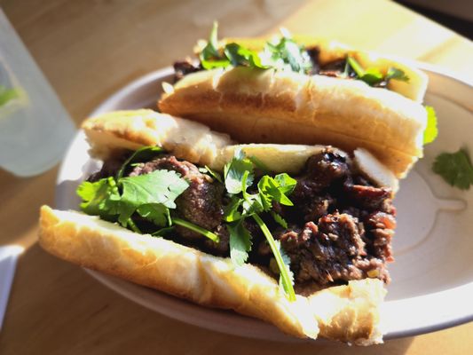 Grilled sirloin banh mi