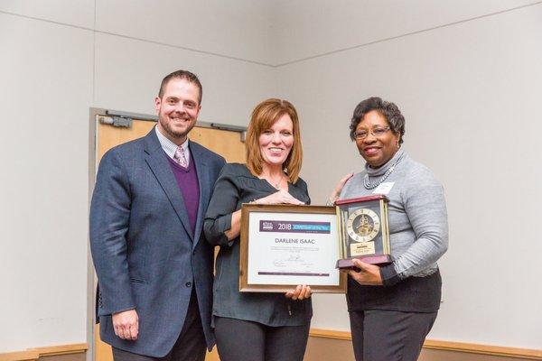 Owners Bert and Stephanie Copple honor the 2018 CAREGiver of the Year at their annual CAREGiver Celebration Banquet.