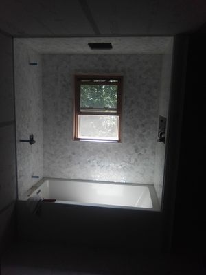 This is the bathroom that we're currently finishing up