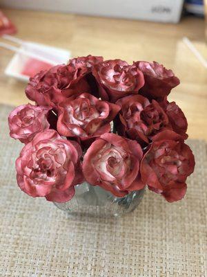 A dozen red cake pop roses for a Valentine's Day 2019 order!