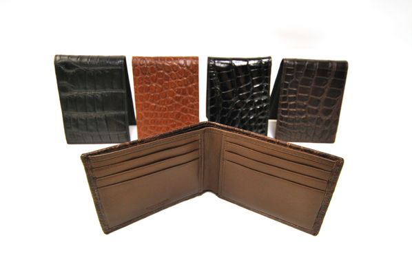 Bi-fold Wallet with Alligator exterior and leather interior  (9" x 3 1/4"