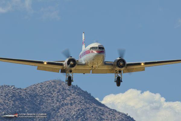 Flabob Express DC3 on final.  Visiting for Borrego Days Desert Festival.