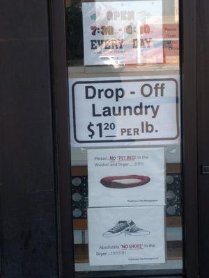 Drop off laundry 1.2 a pound.