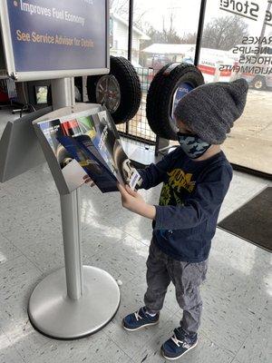 Kid-friendly. Brochures available to learn more about your tires and auto needs.