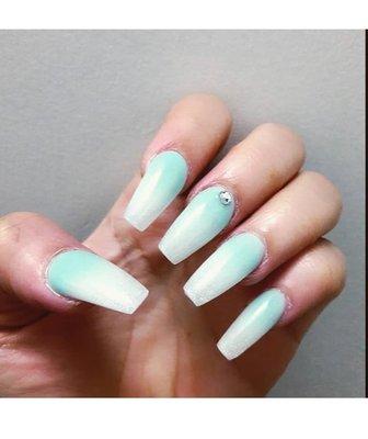 Light blue ombre nails. They are sooooo ELEGANT and PRETTY. I love it