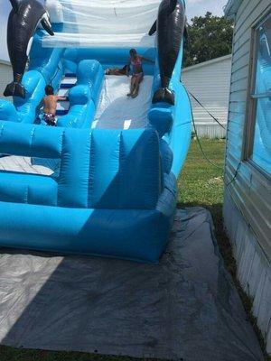 Waterslide with pool