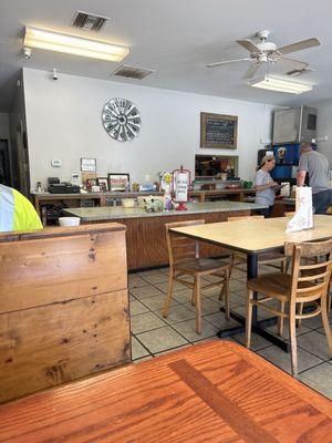 Walk up counter for to go orders, with a pass through from the kitchen.