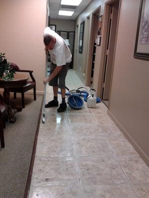 We clean tile and grout, commercial and residencial.