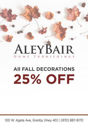 11/16/18-11/20/18 All Fall Décor 25% OFF!