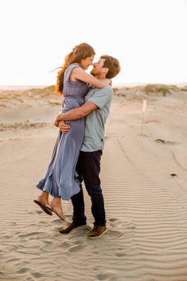 Sunset is the perfect time for a beach engagement session.