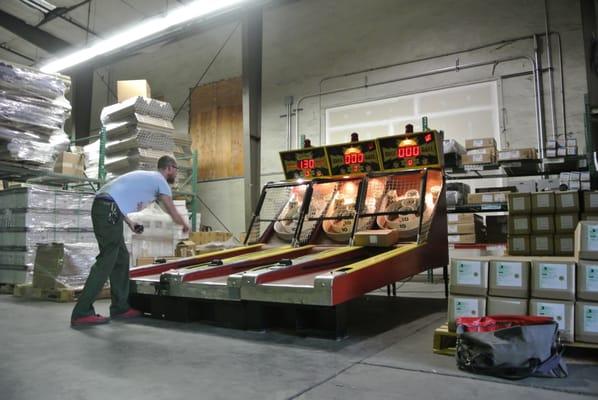 Three Skeeball lanes at Zazzle's Headquarters in San Jose.