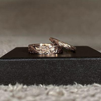 Custom engraved floral wedding bands