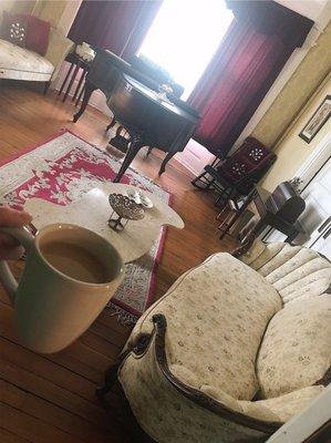 Piano room with my coffee!!