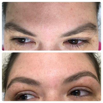 Brow shaping helped to open up her eyes and help shape the face!