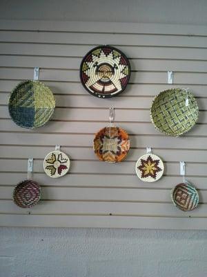 Coiled and weaved Hopi plaques made out of yucca, made by hopi women.