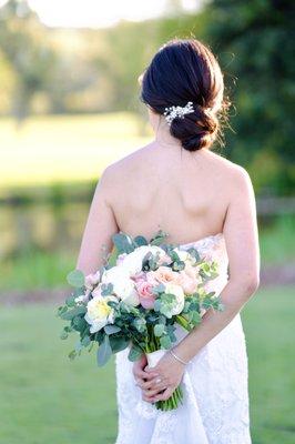 Modern knot updo for a windy day