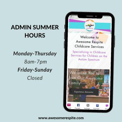 Admin Summer Hours