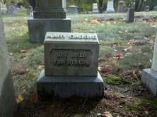 It's inscribed: "She lived for others"