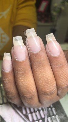 Client's Natural Nails Extended with Hard Gel.