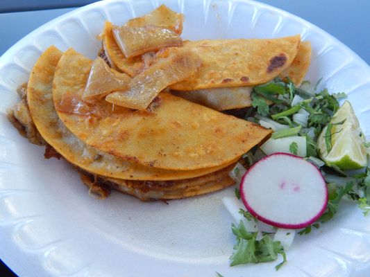 Two of the tacos vampiros.