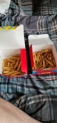 Small amount of fries for the prices and they look old!