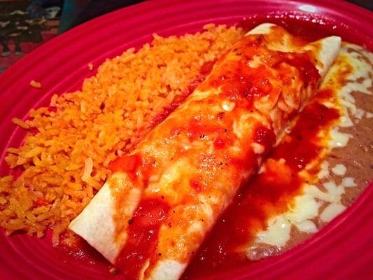 Lunch Special burrito with rice and beans.