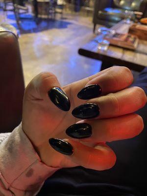 Oval black acrylic nails