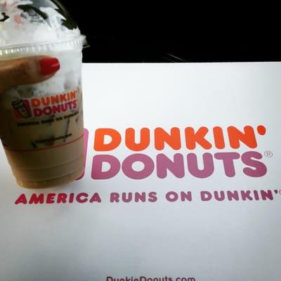 Donuts and a caramel iced latte