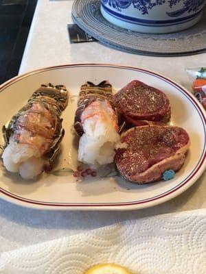 Lobster tails I purchased here today.  While frozen they were tasty after I grilled them ok cedar planks