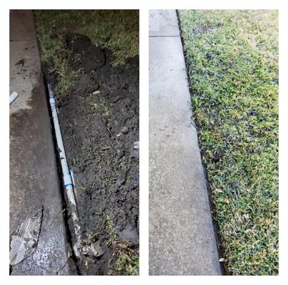 Irrigation leak repair before & after