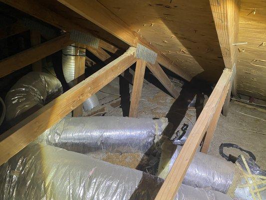 Missed open HVAC duct venting to attic