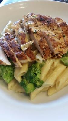 Chicken and broccoli wiith creamy pasta.