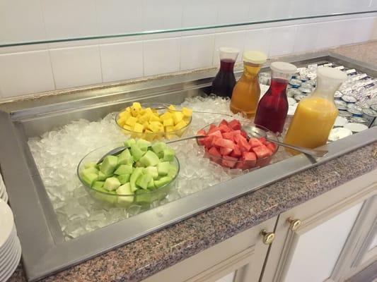 Great selection of juice, fresh fruits and other breakfast treats!