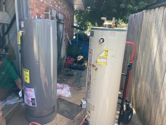 Gas hot water tank replacement.