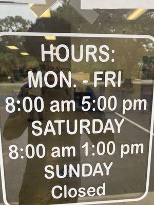 Our hours of operation