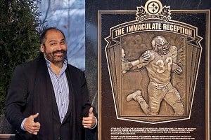 Franco Harris and the Immaculate Reception Monument. Dedicated 12/23/12.