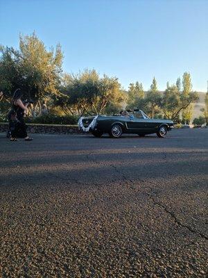 1965 Mustang sending the newlyweds off in Napa!