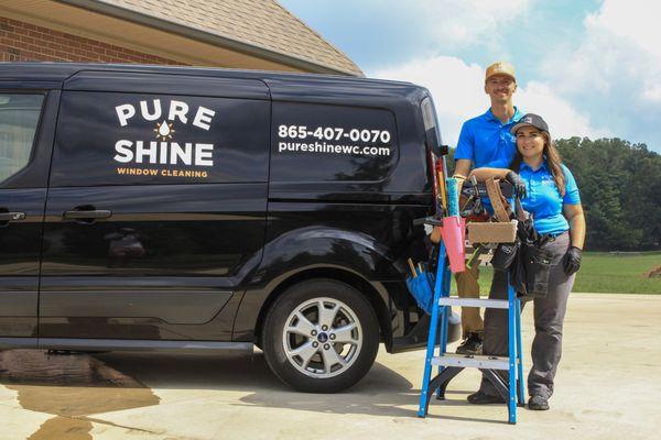 Pure Shine team in front of work van.