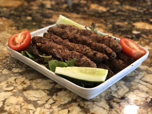 Organic Beef Seekh Kebabs smoked on a Traeger Pellet Grill