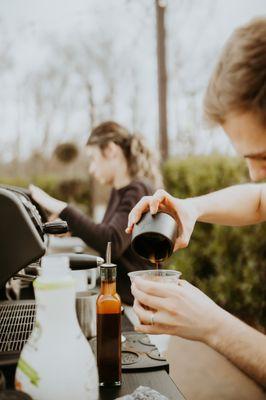 House-made syrups and alternative milk options offered!