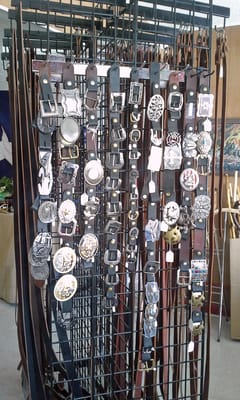 Display of belt buckles.