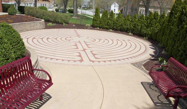 Laura Stilwell Memorial Labyrinth of First United Methodist Church of Valparaiso located on the corner of Franklin and Chicago Streets.