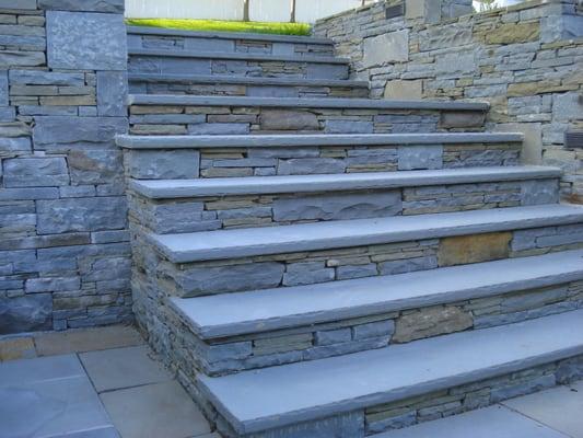 Bluestone steps Goshen NY.  Bluestone steps and stacked stone.