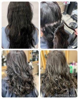 Bellami extensions by Kristen, removal of old sewn-in extensions and application of new ones