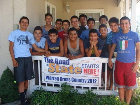 Warren High school cross country from So. Cal have come to No Ca for 9 years now to train.  Sign tells it all.