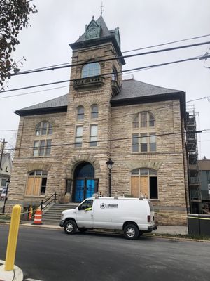 Front of court house, under construction