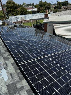 After the solar panel cleaning process.